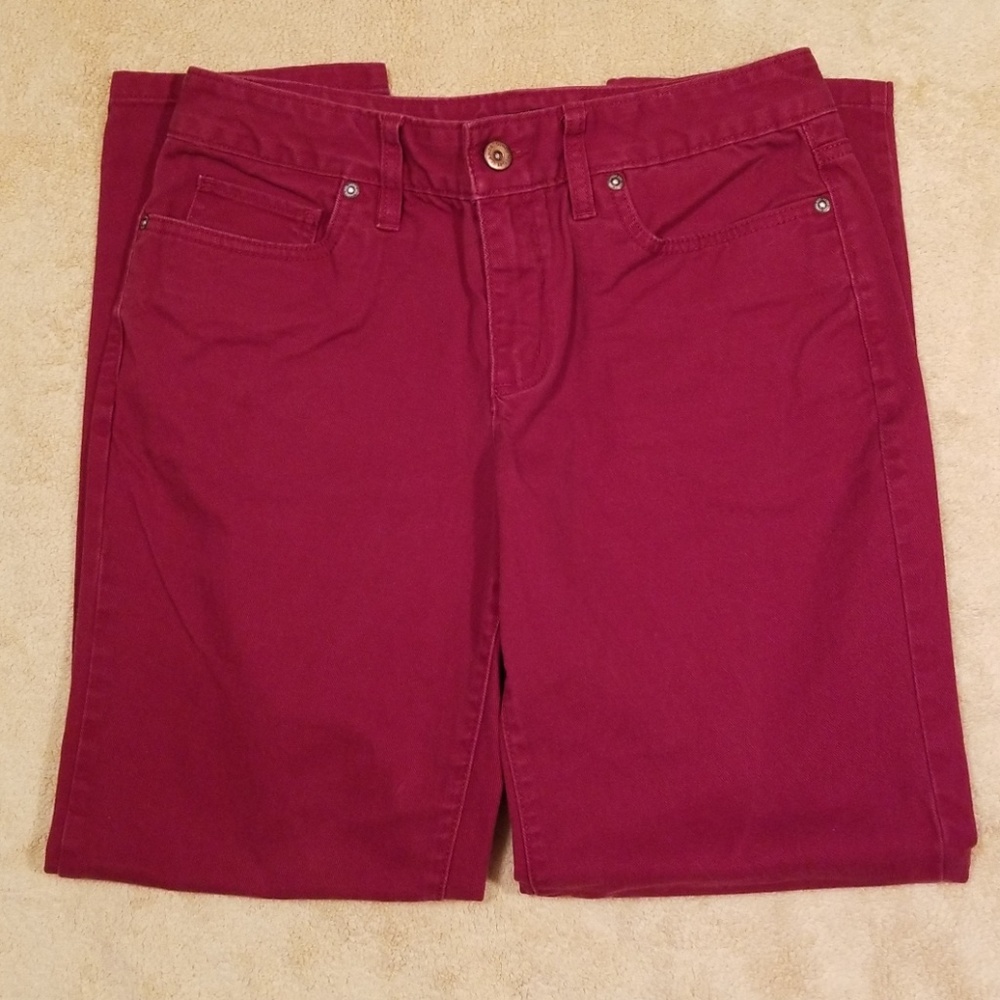 Lands' End Dark Red Straight Leg Jeans in Size 4